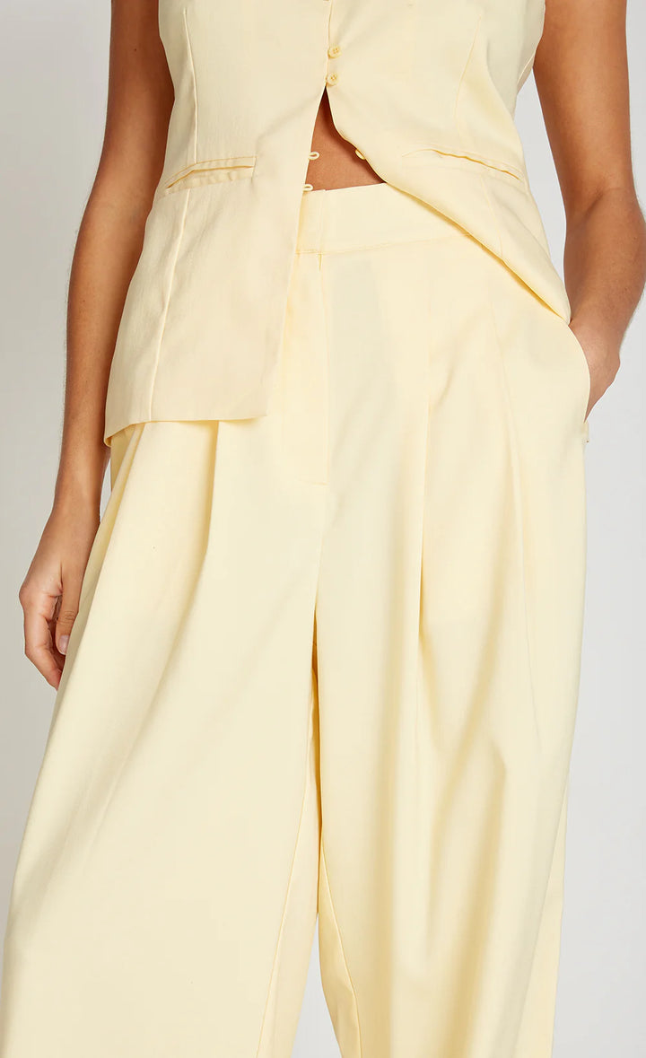 Wide Leg Trousers - Butter Yellow