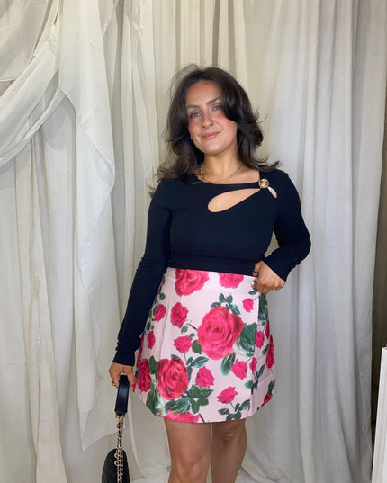 Raissa Wrap Skirt - Rose Print