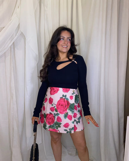 Raissa Wrap Skirt - Rose Print