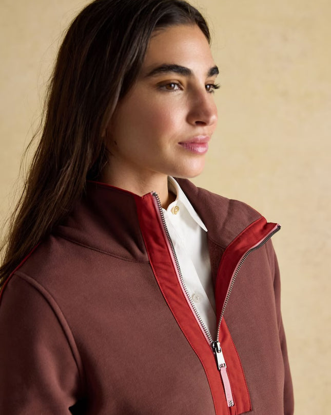 Bronte Funnel Neck Quarter Zip Sweatshirt - Brown
