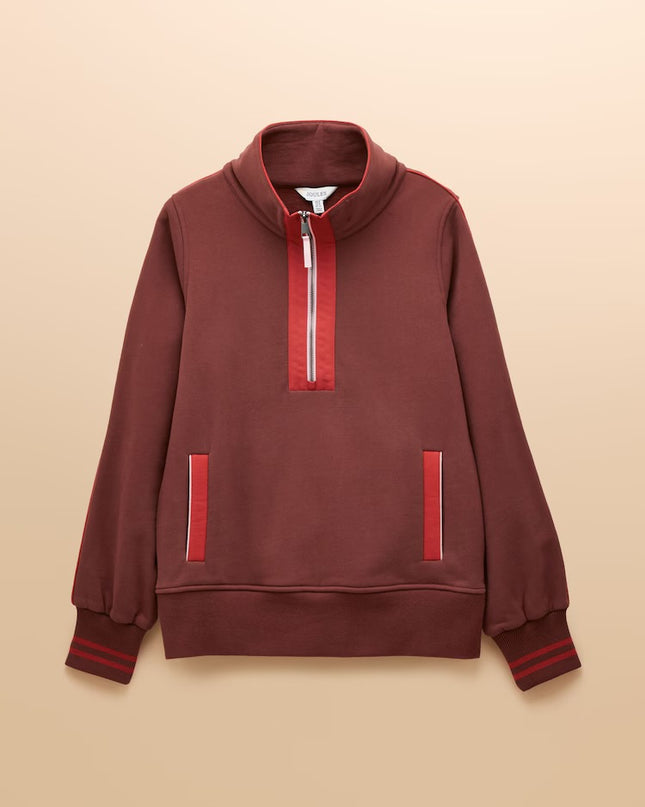 Bronte Funnel Neck Quarter Zip Sweatshirt - Brown