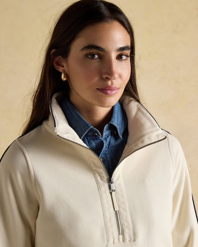 Bronte Funnel Neck Quarter Zip Sweatshirt - Cream