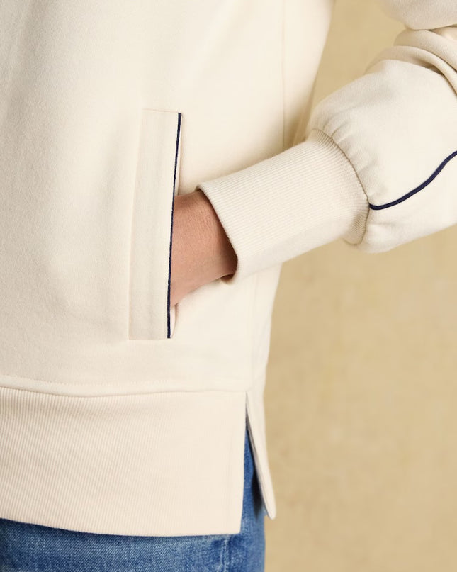 Bronte Funnel Neck Quarter Zip Sweatshirt - Cream