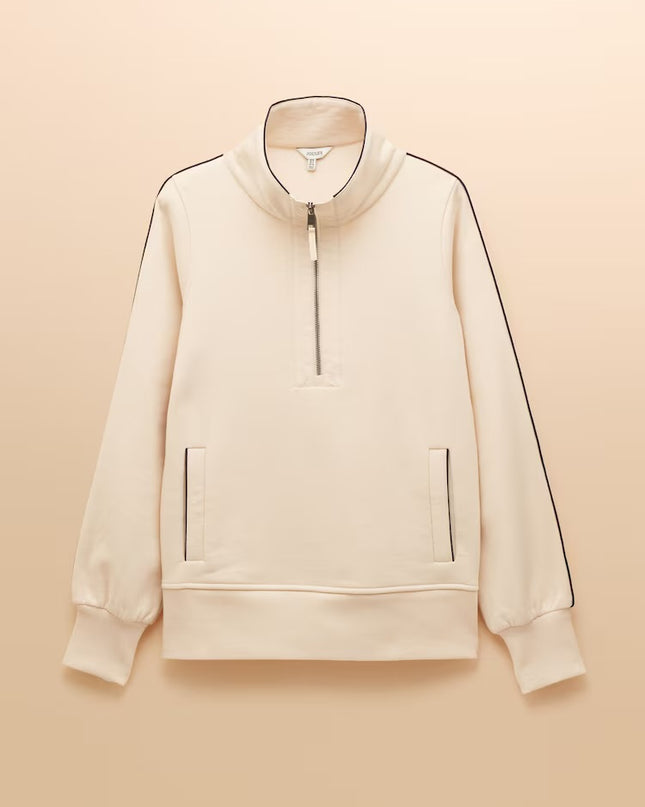 Bronte Funnel Neck Quarter Zip Sweatshirt - Cream