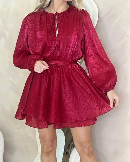 Skater Frill Mini Dress - Red