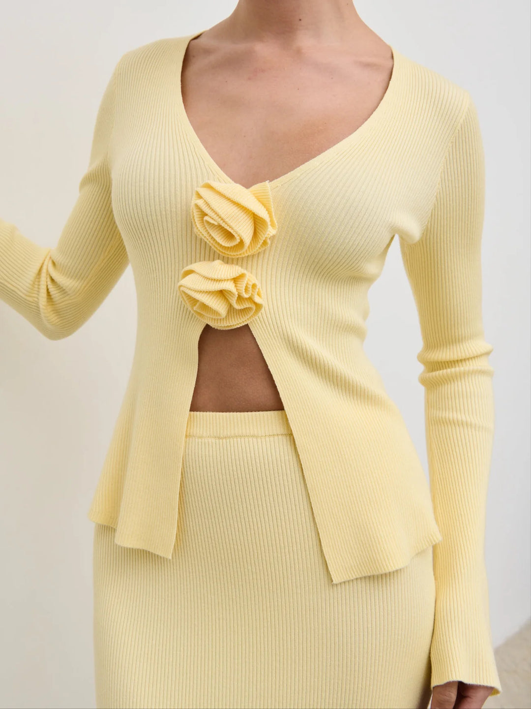 Clemmie Rosette Knit Top - Lemon