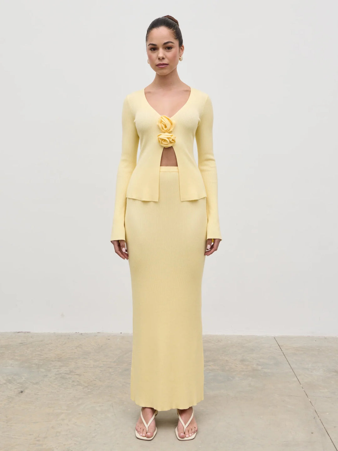 Clemmie Rosette Knit Top - Lemon