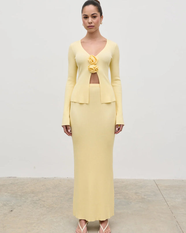 Clemmie Knit Maxi Skirt - Lemon