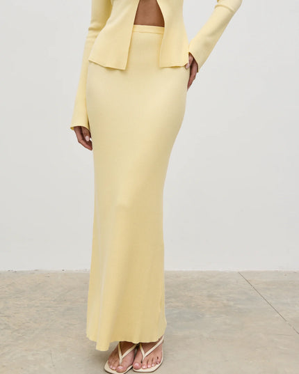 Clemmie Knit Maxi Skirt - Lemon