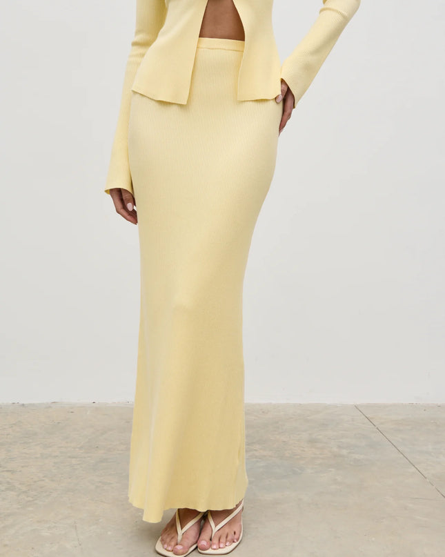 Clemmie Knit Maxi Skirt - Lemon