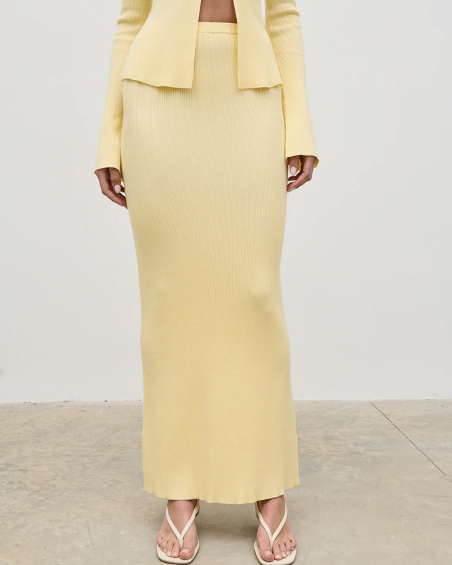 Clemmie Knit Maxi Skirt - Lemon