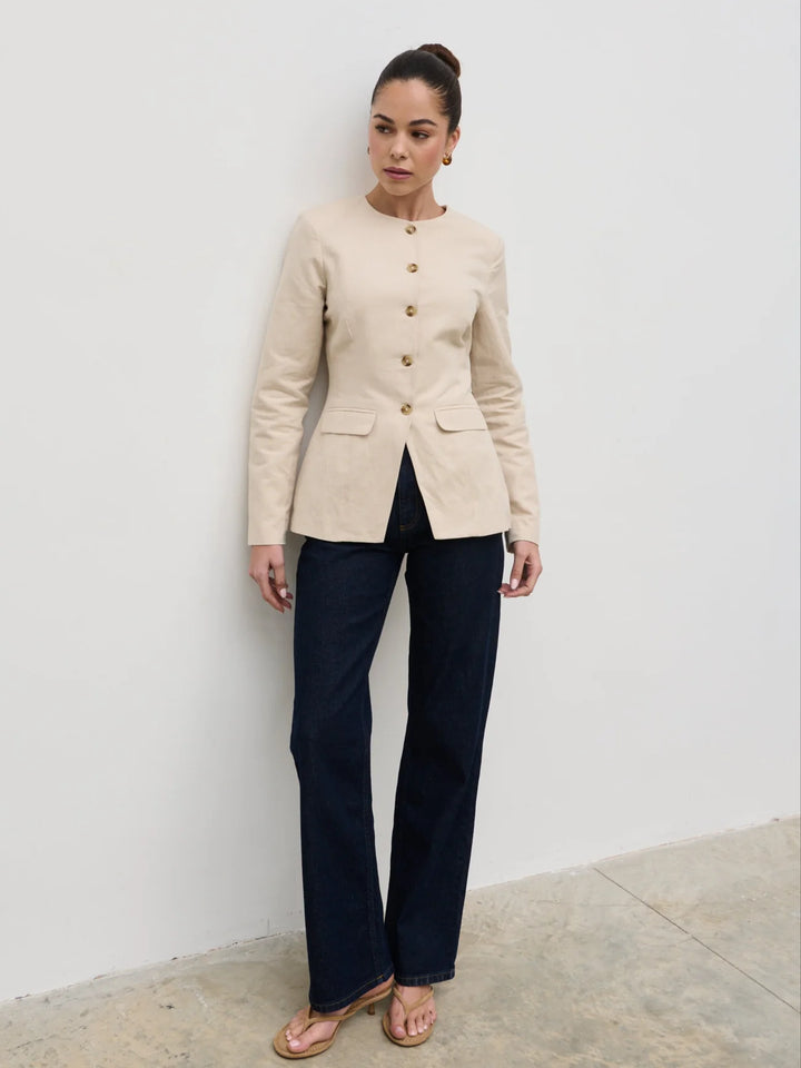 Tarryn Crew Neck Jacket - Beige