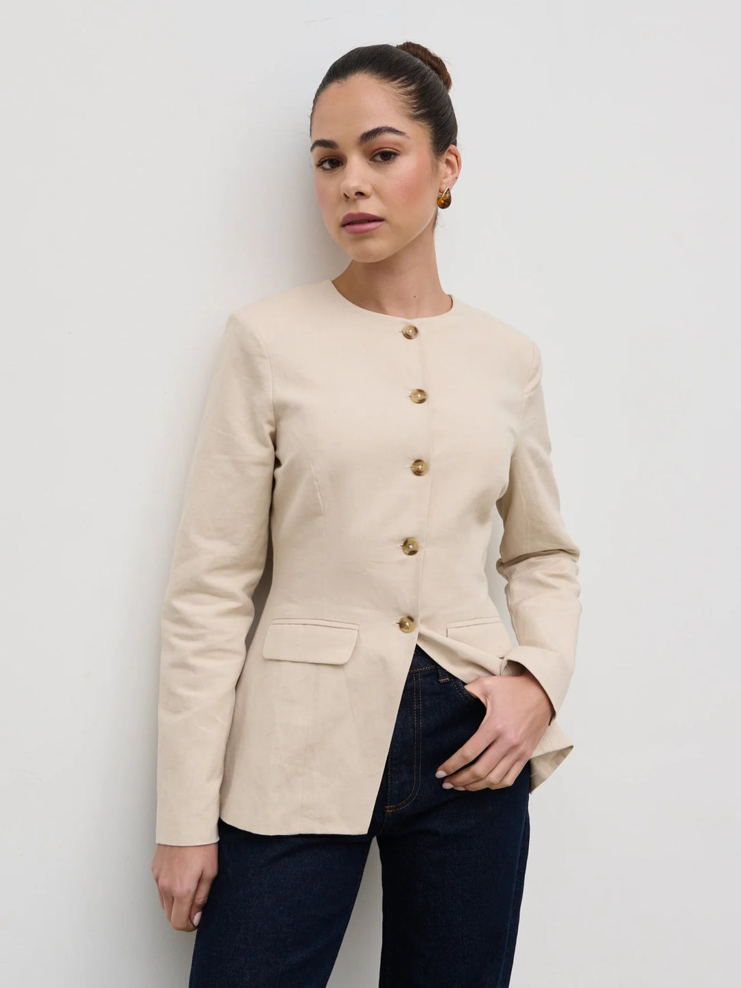 Tarryn Crew Neck Jacket - Beige