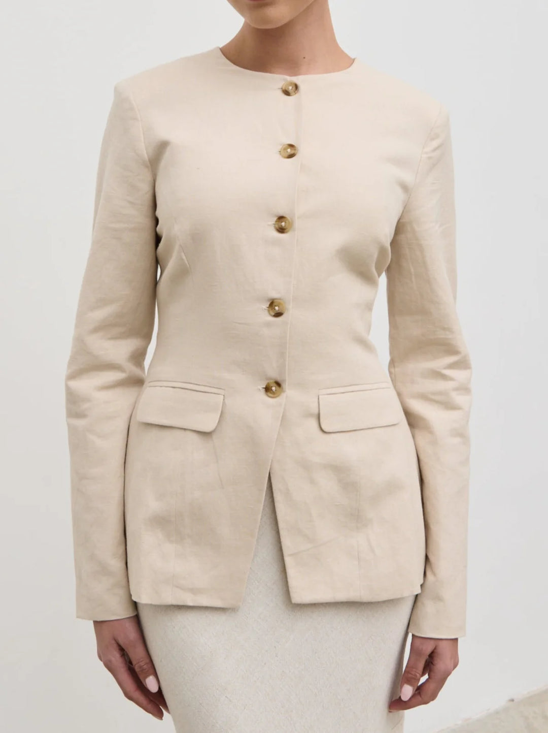 Tarryn Crew Neck Jacket - Beige