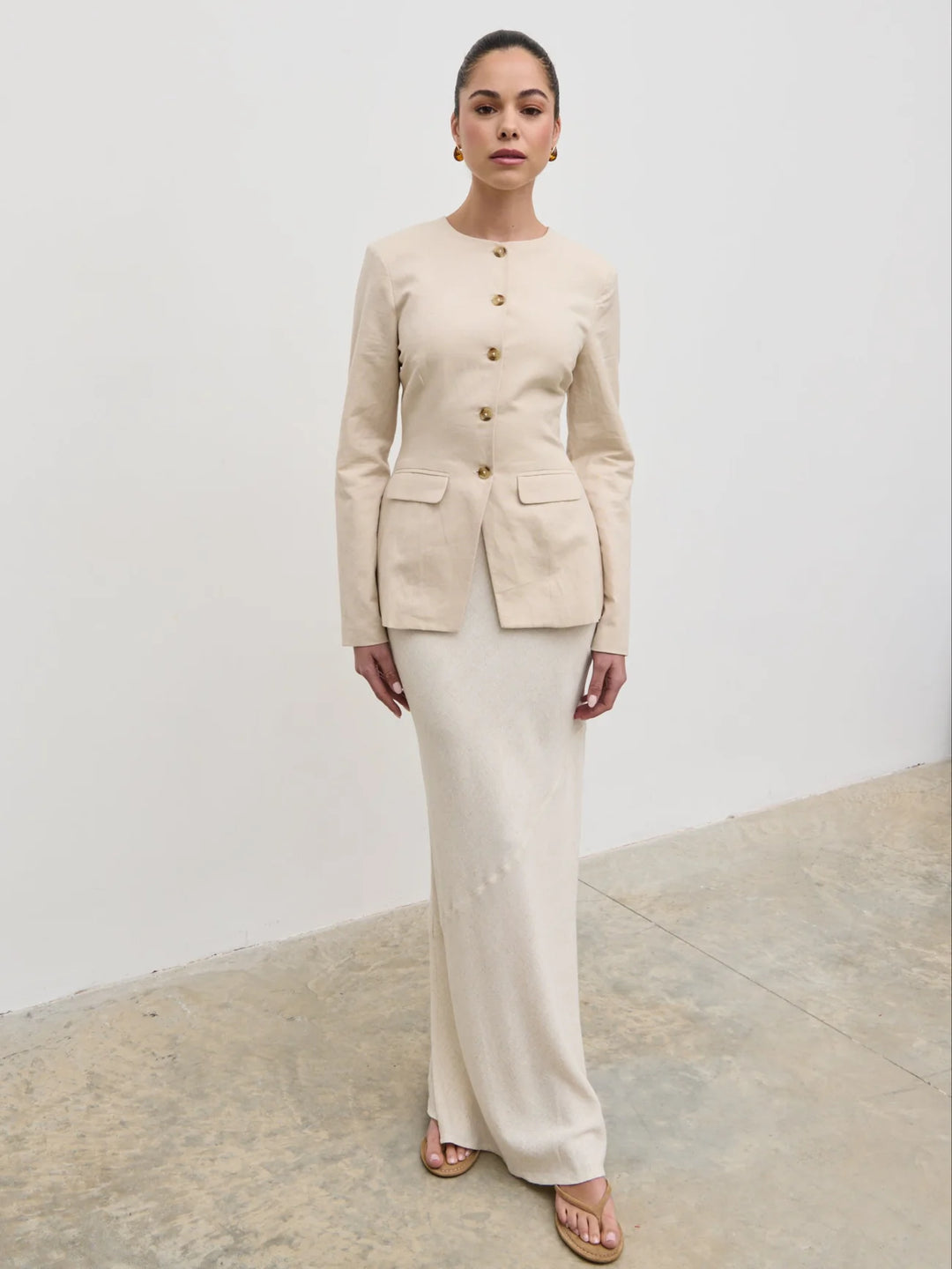 Tarryn Crew Neck Jacket - Beige