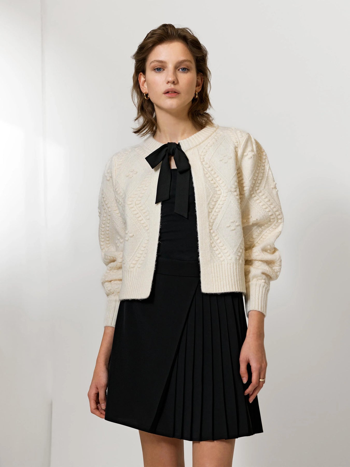 White bobble cardigan hotsell