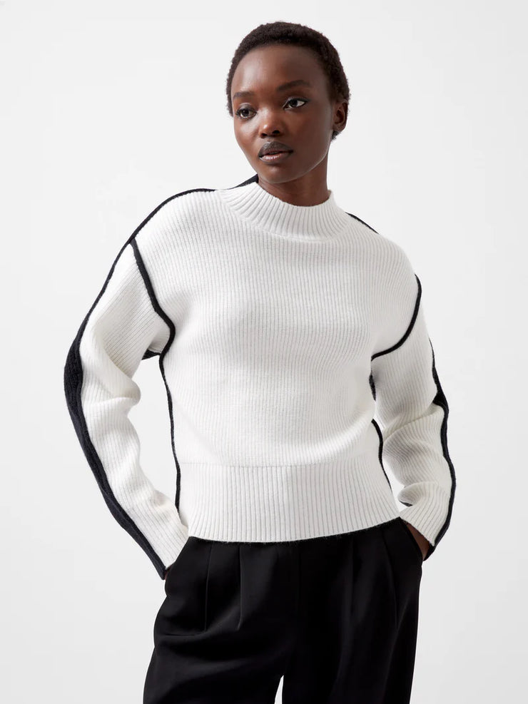 French Connection Lorena High Neck Jumper White and Black