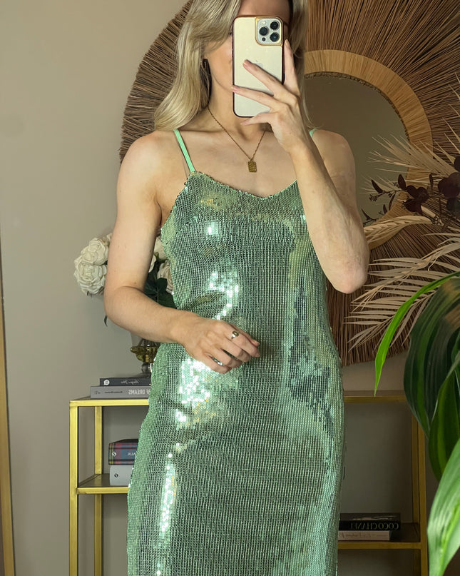 Jodie Sequin Midi Dress - Jade