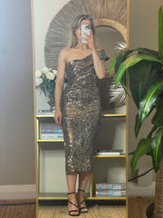 Nina Gold Sequin Midaxi Dress
