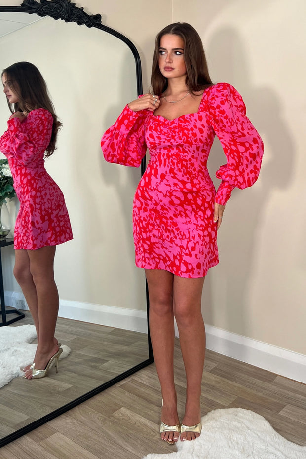 Loraine Long Sleeve Mini Dress - Pink