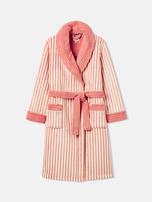 Joules Matilda Fleece Lined Stripe Dressing Gown - Pink