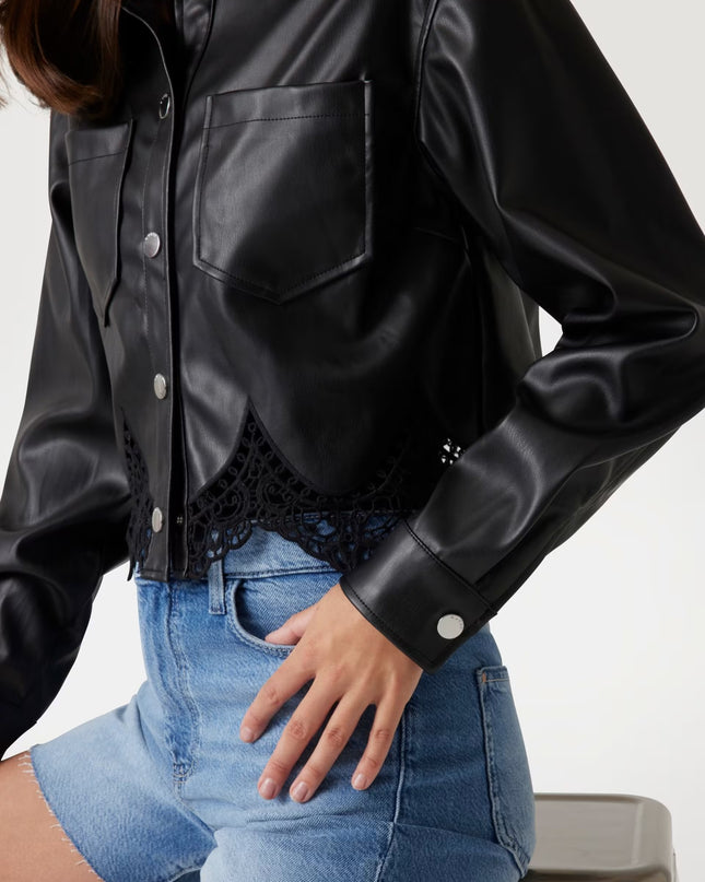 Guess PU Lace Shacket - Black