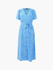 French Connection Bernice Elitan Button Dress - Blue Mist