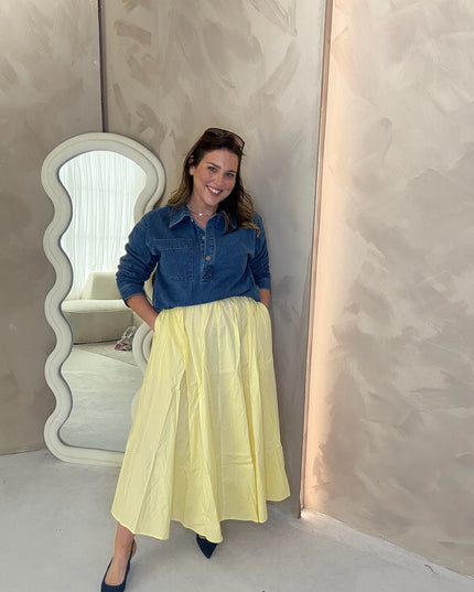Poplin Midi Skirt - Lemon
