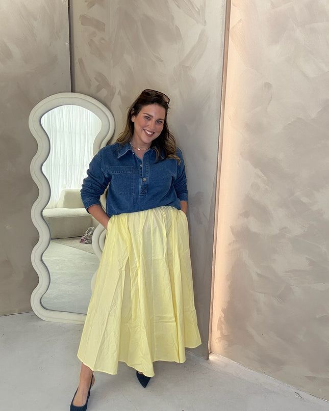 Poplin Midi Skirt - Lemon