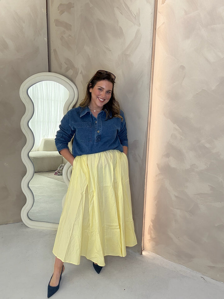 Poplin Midi Skirt - Lemon