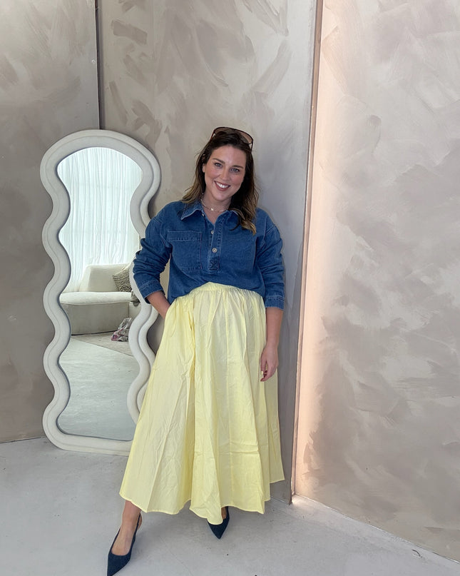 Poplin Midi Skirt - Lemon
