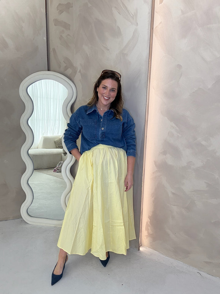 Poplin Midi Skirt - Lemon