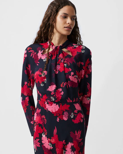 French Connection Foliage Chiara Knot Dress - Blackout Multi