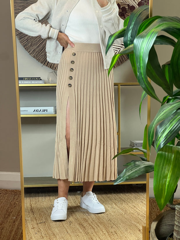 Guess Shopie Pleated Knit Skirt - Foamy Taupe