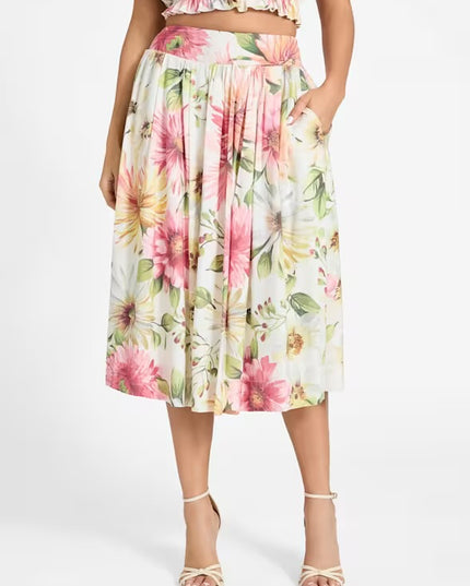 Guess Elodie Midi Flare Skirt - Painted Daisies