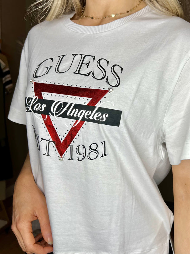 Guess Boxy Triangle Tee - White