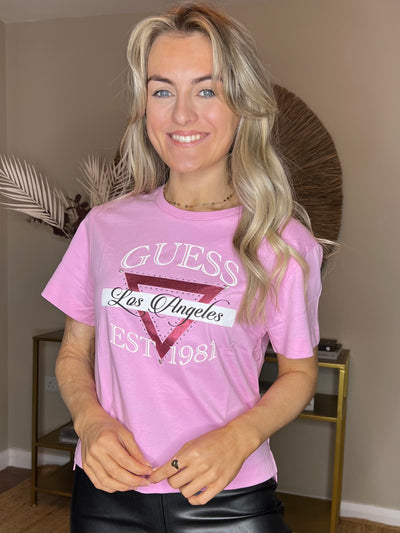 Guess Boxy Triangle Tee - Pink