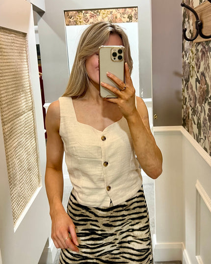 Joni Button Up Top - Cream