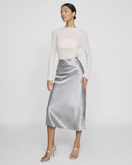 Lisa Midi Slip Skirt - Silver