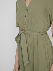 Priscilla Midi Shirt Dress - Oil Green