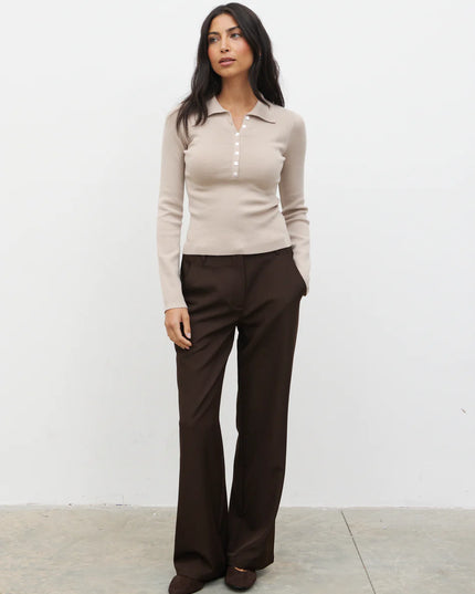 Marione Button Down Knit - Beige