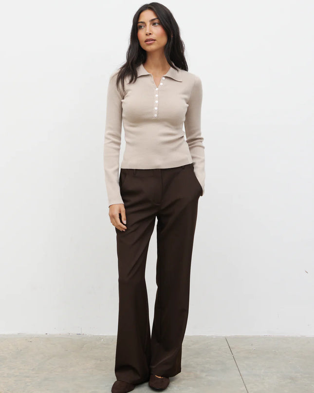 Marione Button Down Knit - Beige