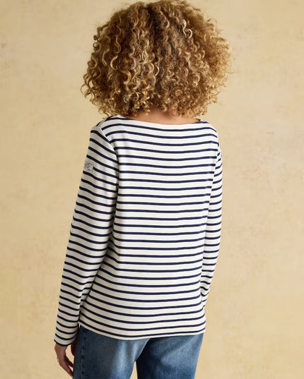 Harbour Boat Neck Breton Stripe Top - Cream/Navy