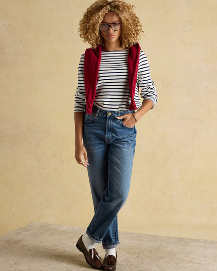 Harbour Boat Neck Breton Stripe Top - Cream/Navy