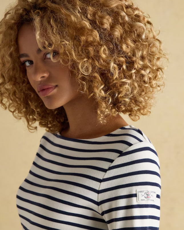 Harbour Boat Neck Breton Stripe Top - Cream/Navy