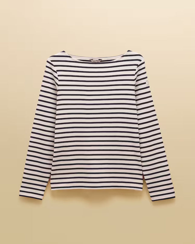 Harbour Boat Neck Breton Stripe Top - Cream/Navy