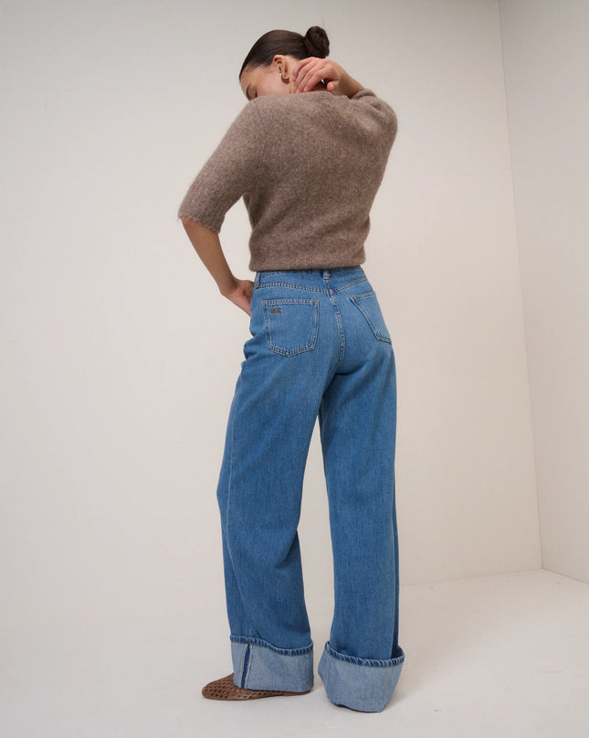 High Rise Islington Turn Up Jeans - Blue