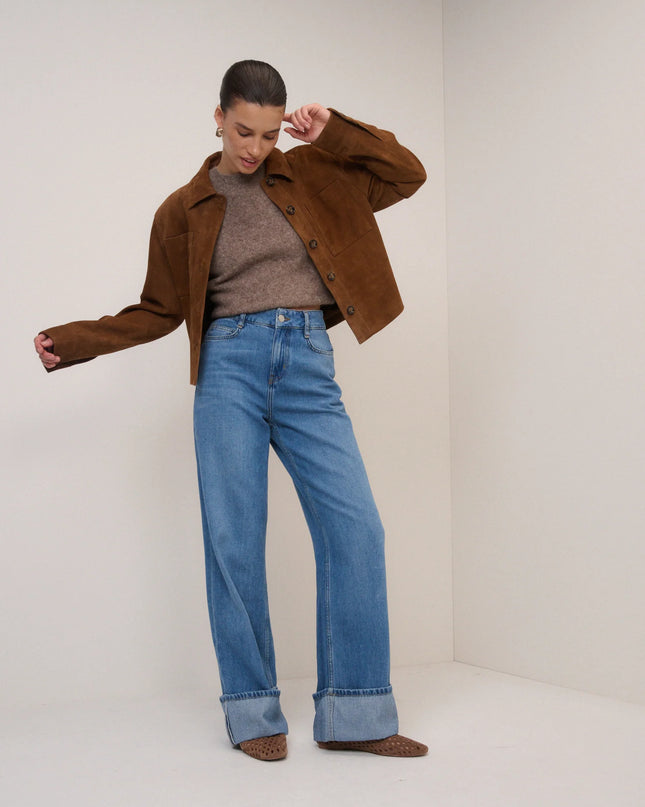 High Rise Islington Turn Up Jeans - Blue