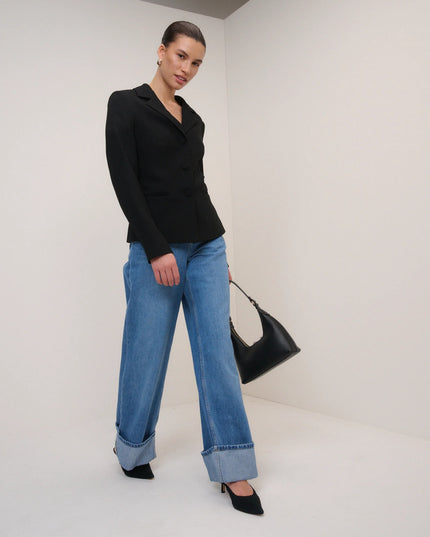 High Rise Islington Turn Up Jeans - Blue