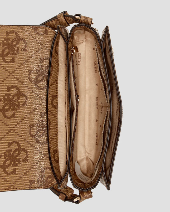 Guess Janie Logo Convertible Crossbody - Latte Logo